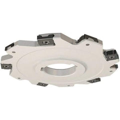 Iscar - Arbor Hole Connection, 0.197" Cutting Width, 36mm Depth of Cut, 125mm Cutter Diam, 32mm Hole Diam, 16 Tooth Indexable Slotting Cutter - SDN Toolholder, LNET Insert, Right Hand Cutting Direction - Benchmark Tooling