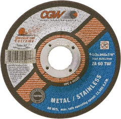 Camel Grinding Wheels - 60 Grit, 6" Wheel Diam, 7/8" Arbor Hole, Type 27 Depressed Center Wheel - Medium Grade, Zirconia Alumina, Resinoid Bond, T Hardness, 10,200 Max RPM - Benchmark Tooling