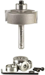 Amana Tool - 1-3/8" Cut Diam, 1/2" Length of Cut, 2 Flute Profiling Edge Profile Router Bit - Carbide-Tipped, 1/4" Shank Diam, 2" OAL, Uncoated - Benchmark Tooling