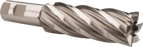 Hertel - 1-3/8", 4" LOC, 1" Shank Diam, 6-1/2" OAL, 6 Flute, High Speed Steel Square End Mill - Single End, Uncoated, Spiral Flute, 30° Helix, Right Hand Cut, Right Hand Flute - Benchmark Tooling