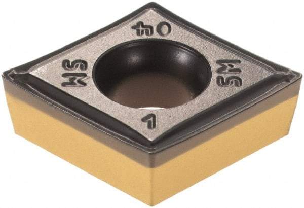 Iscar - CCMT431 SM Grade IC8250 Carbide Turning Insert - TiCN/Al2O3/TiN Finish, 80° Diamond, 1/2" Inscr Circle, 3/16" Thick, 1/64" Corner Radius - Benchmark Tooling