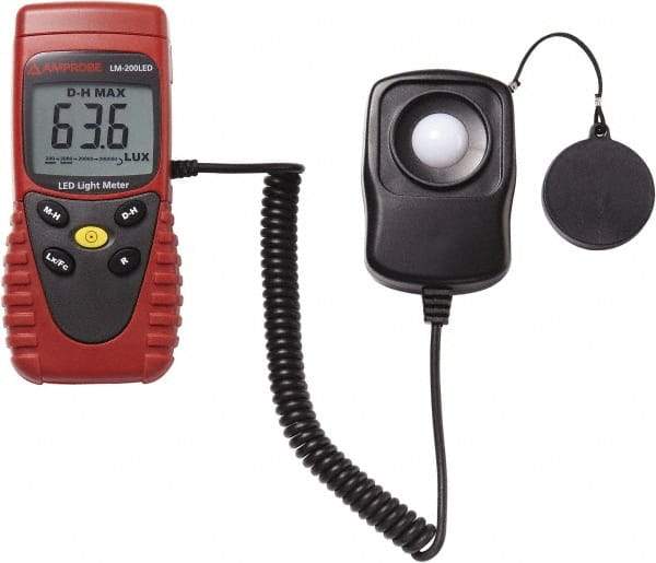 Amprobe - 9 Volt Battery, 40 to 40,000 FC, LCD Display, Silicone Photodiode Light Meter - 3 Accuracy, Compatible with All Visible Light Lighting, Built In Memory - Benchmark Tooling