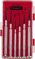 Stanley - 6 Piece Phillips & Slotted Screwdriver Set - Steel Handle, Bit Sizes: Philips #0 to #1 - Benchmark Tooling