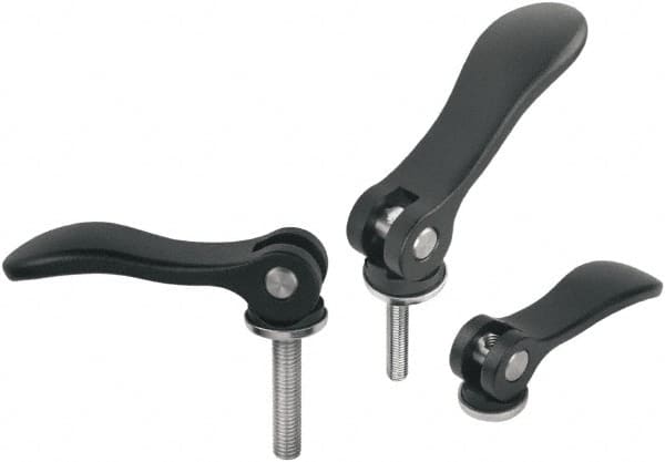 KIPP - #10-32, Aluminum Threaded Stud Adjustable Clamping Handle - 59mm OAL, 17mm High - Benchmark Tooling