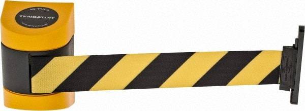 Tensator - 3-1/4" High Wall Mount Tensabarrier - Plastic, Yellow/Black - Benchmark Tooling