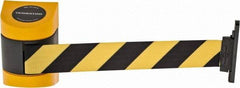 Tensator - 3-1/4" High Wall Mount Tensabarrier - Plastic, Yellow/Black - Benchmark Tooling