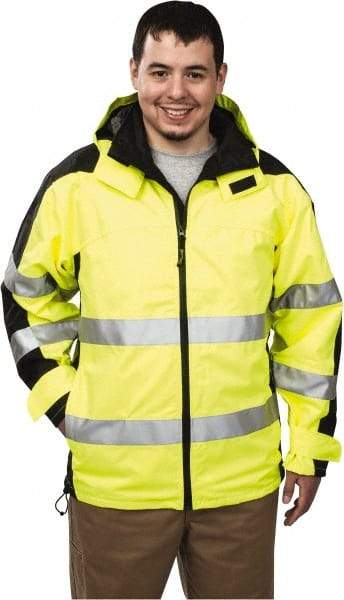 OccuNomix - Size M, Yellow, Rain Jacket - 37-39" Chest, 3 Pockets, Detachable Hood - Benchmark Tooling