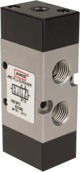 ARO/Ingersoll-Rand - 1/4" Inlet x 1/4" Outlet, Pilot Actuator, Pilot Return, 2 Position, Body Ported Solenoid Air Valve - 0.7 CV, 4 Way, 140 psi, 122° Max Temp, 15° Min Temp - Benchmark Tooling