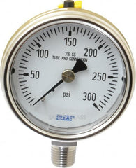 Wika - 2-1/2" Dial, 1/4 Thread, 0-300 Scale Range, Pressure Gauge - Lower Connection Mount, Accurate to 2-1-2% of Scale - Benchmark Tooling