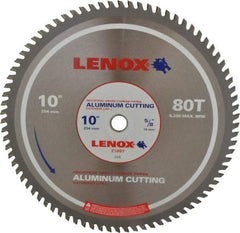 Lenox - 10" Diam, 5/8" Arbor Hole Diam, 80 Tooth Wet & Dry Cut Saw Blade - Titanium Carbide-Tipped, General Purpose Action, Standard Round Arbor - Benchmark Tooling