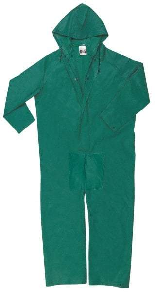 MCR Safety - Size XL, Green, Rain, Limited Flammability Coverall - 48" Chest, Snap Ankle, Take Up Snaps Wrist - Benchmark Tooling