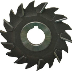 Made in USA - 4" Diam x 1/4" Width of Cut, 18 Teeth, Cobalt Side Milling Cutter - Staggered Teeth, Uncoated - Benchmark Tooling