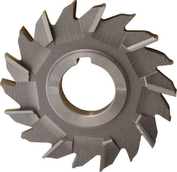 Made in USA - 4" Diam x 3/8" Width of Cut, 18 Teeth, Cobalt Side Milling Cutter - Staggered Teeth, Uncoated - Benchmark Tooling