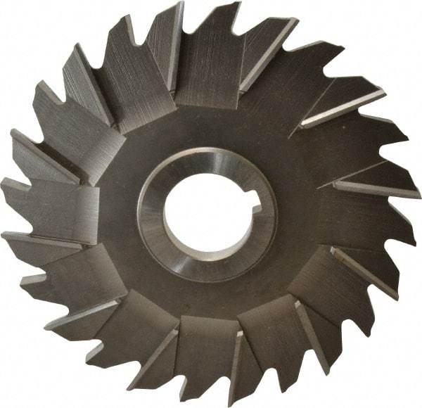 Made in USA - 6" Diam x 3/8" Width of Cut, 24 Teeth, Cobalt Side Milling Cutter - Staggered Teeth, Uncoated - Benchmark Tooling