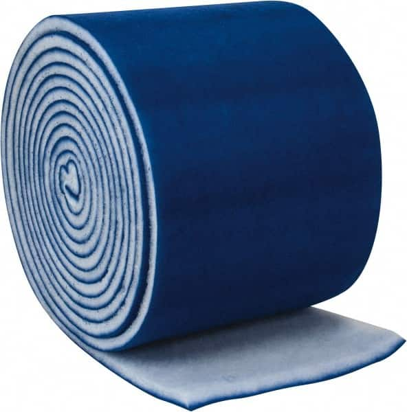 Made in USA - 60' Long x 25" Wide x 2" Thick Polyester Media Air Filter Media Roll - MERV 8, 89% Arrestance Efficiency, 500 FPM Max Air Flow, 0.21" wpg Init Resist, 1" wpg Final Resist, 30 to 35% Particle Capture Efficiency, Use with Any Unit - Benchmark Tooling