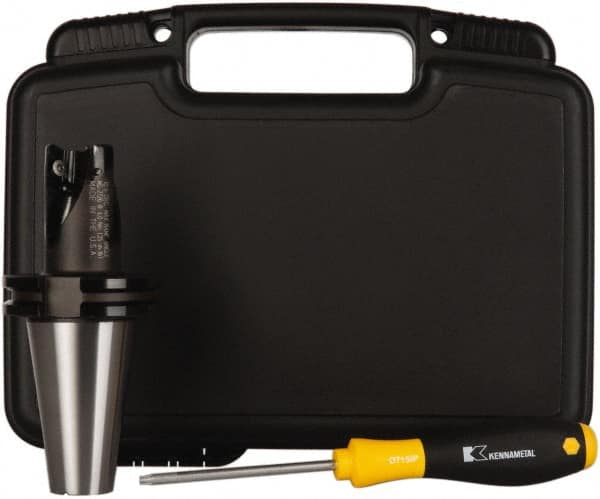 Kennametal - 1-1/4" Cut Diam, 0.71" Max Depth of Cut, 5.562" OAL, Indexable Square Shoulder End Mill - EC18.., EP18.. Inserts, CAT 40 Taper Shank, 0° Lead Angle, Through Coolant - Benchmark Tooling