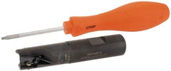 Kennametal - 3/4" Cut Diam, 14.73mm Max Depth of Cut, 3/4" Shank Diam, 96.01mm OAL, Indexable Square Shoulder End Mill - EC14.., EP14.. Inserts, Weldon Shank, 0° Lead Angle, Through Coolant - Benchmark Tooling