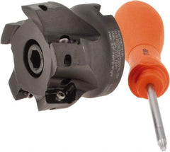 Kennametal - 5 Inserts, 2" Cut Diam, 3/4" Arbor Diam, 0.56" Max Depth of Cut, Indexable Square-Shoulder Face Mill - 0/90° Lead Angle, 1.575" High, EC14.., EP14.. Insert Compatibility, Series Mill 1-14 - Benchmark Tooling