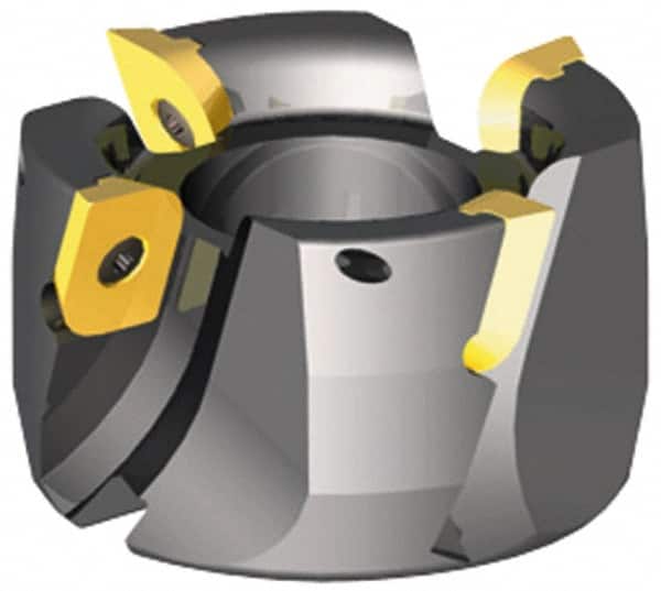 Kennametal - 6 Inserts, 4" Cut Diam, 1-1/4" Arbor Diam, 0.49" Max Depth of Cut, Indexable Square-Shoulder Face Mill - 0/90° Lead Angle, 2" High, LFEW 353...R Insert Compatibility, Series RPF - Benchmark Tooling