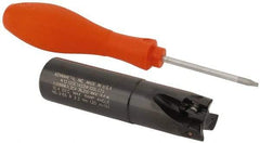 Kennametal - 1" Cut Diam, 0.58" Max Depth of Cut, 1" Shank Diam, 4.03" OAL, Indexable Square Shoulder End Mill - EC14.., EP14.. Inserts, Weldon Shank, 0° Lead Angle, Through Coolant - Benchmark Tooling