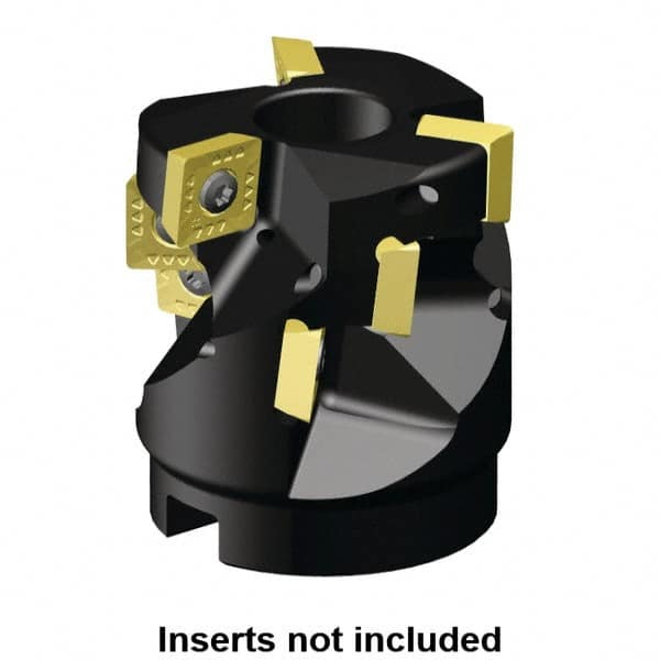 Kennametal - 55 Inserts, 3" Cut Diam, 1-1/4" Arbor Diam, 4.11" Max Depth of Cut, Indexable Square-Shoulder Face Mill - 0/90° Lead Angle, 5" High, SD.T 43.. Insert Compatibility, Through Coolant, Series KSSP - Benchmark Tooling