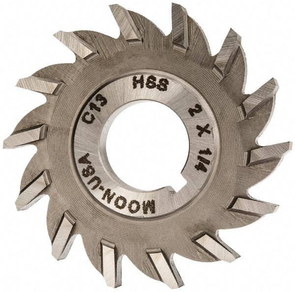 Made in USA - 2" Diam x 1/4" Width of Cut, 14 Teeth, High Speed Steel Side Milling Cutter - Straight Teeth, Uncoated - Benchmark Tooling