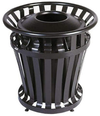 Rubbermaid - 20 Gal Black Round Trash Can - Steel, 27-1/2" High - Benchmark Tooling