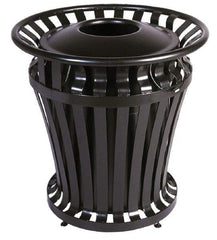 Rubbermaid - Black Round Trash Can - Steel, 32" High - Benchmark Tooling