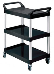 Rubbermaid - 200 Lb Capacity, 18-5/8" Wide x 33-5/8" Long x 37-3/4" High Standard Utility Cart - 3 Shelf, Plastic, Swivel Casters - Benchmark Tooling