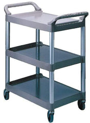 Rubbermaid - 200 Lb Capacity, 18-5/8" Wide x 33-5/8" Long x 37-3/4" High Standard Utility Cart - 3 Shelf, Plastic, Swivel Casters - Benchmark Tooling
