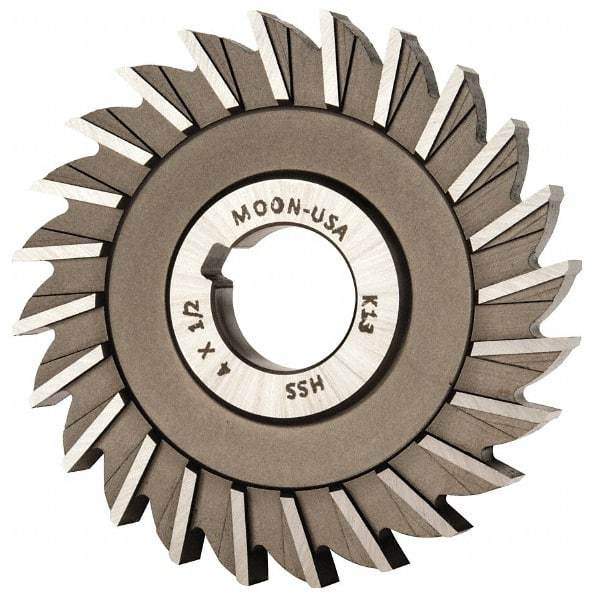 Made in USA - 4" Diam x 1/2" Width of Cut, 24 Teeth, High Speed Steel Side Milling Cutter - Straight Teeth, Uncoated - Benchmark Tooling