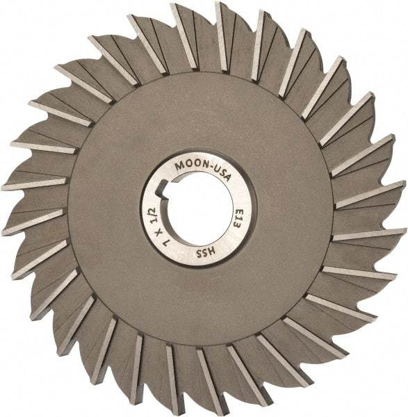 Made in USA - 7" Diam x 1/2" Width of Cut, 28 Teeth, High Speed Steel Side Milling Cutter - Straight Teeth, Uncoated - Benchmark Tooling