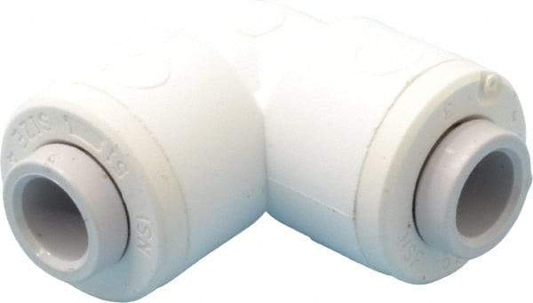 Parker - 1/4" Outside Diam, Polypropylene Push-to-Connect Tube Union Elbow - 150 Max psi, Tan - Benchmark Tooling