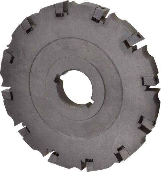 APT - Arbor Hole Connection, 0.485" Cutting Width, 2-1/16" Depth of Cut, 6" Cutter Diam, 1-1/4" Hole Diam, 12 Tooth Indexable Slotting Cutter - SM61 Toolholder, CTA 4 Insert, Neutral Cutting Direction - Benchmark Tooling