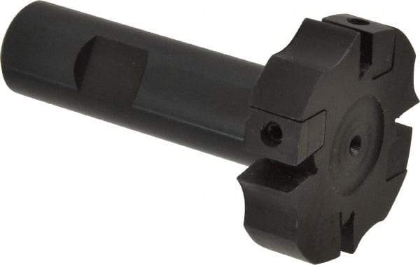 APT - Shank Connection, 0.485" Cutting Width, 9/16" Depth of Cut, 2" Cutter Diam, 4 Tooth Indexable Slotting Cutter - 3/4" Shank Diam, SM24 Toolholder, CTA 4 Insert, Right Hand Cutting Direction - Benchmark Tooling