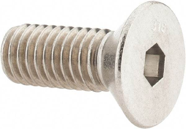 Value Collection - 3/8-16 UNC Hex Socket Drive, 82° Flat Screw - Grade 316 Stainless Steel, 1" OAL - Benchmark Tooling