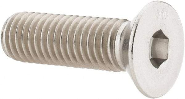 Value Collection - 1/2-13 UNC Hex Socket Drive, 82° Flat Screw - Grade 316 Stainless Steel, 1-3/4" OAL - Benchmark Tooling