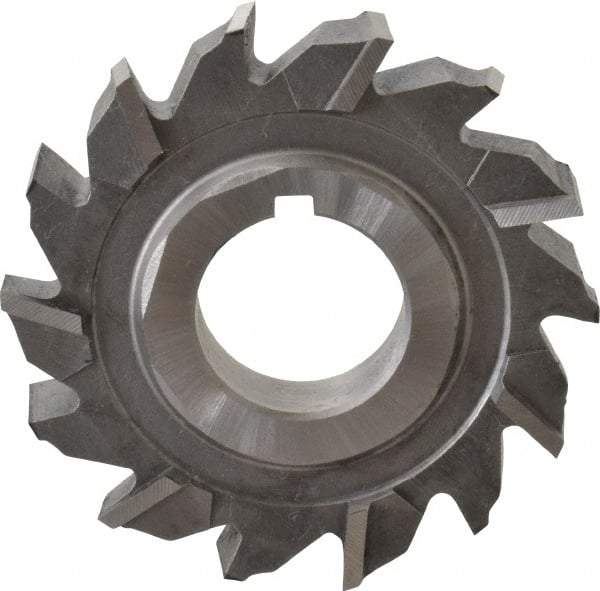 Made in USA - 2-1/8" Diam x 3/8" Width of Cut, 14 Teeth, High Speed Steel Side Milling Cutter - Staggered Teeth, Uncoated - Benchmark Tooling