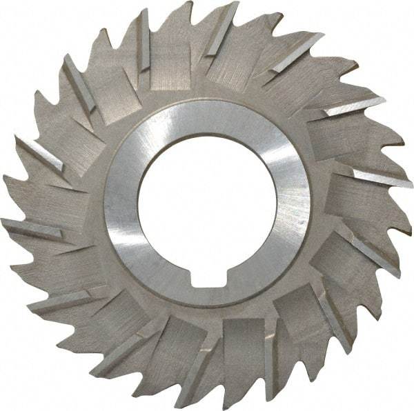 Made in USA - 3" Diam x 5/32" Width of Cut, 28 Teeth, High Speed Steel Side Milling Cutter - Staggered Teeth, Uncoated - Benchmark Tooling