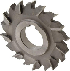 Made in USA - 3" Diam x 3/8" Width of Cut, 18 Teeth, High Speed Steel Side Milling Cutter - Staggered Teeth, Uncoated - Benchmark Tooling