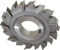 Made in USA - 3" Diam x 1/2" Width of Cut, 18 Teeth, High Speed Steel Side Milling Cutter - Staggered Teeth, Uncoated - Benchmark Tooling