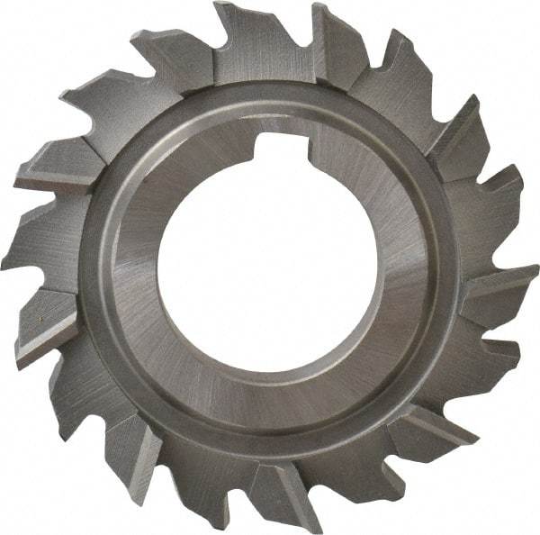 Made in USA - 3" Diam x 1/2" Width of Cut, 18 Teeth, High Speed Steel Side Milling Cutter - Staggered Teeth, Uncoated - Benchmark Tooling