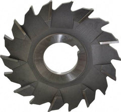 Made in USA - 3-1/2" Diam x 7/32" Width of Cut, 18 Teeth, High Speed Steel Side Milling Cutter - Staggered Teeth, Uncoated - Benchmark Tooling