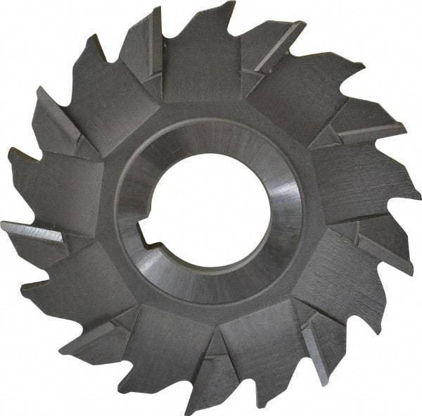 Made in USA - 3-1/2" Diam x 1/4" Width of Cut, 18 Teeth, High Speed Steel Side Milling Cutter - Staggered Teeth, Uncoated - Benchmark Tooling