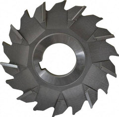 Made in USA - 3-1/2" Diam x 1/4" Width of Cut, 18 Teeth, High Speed Steel Side Milling Cutter - Staggered Teeth, Uncoated - Benchmark Tooling