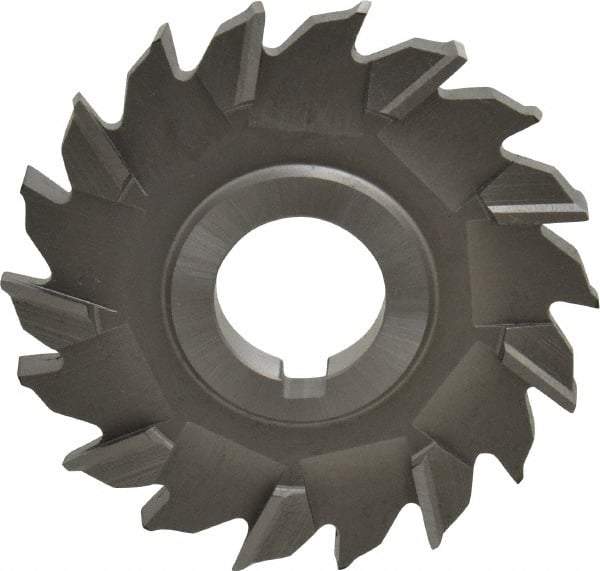 Made in USA - 3-1/2" Diam x 3/8" Width of Cut, 18 Teeth, High Speed Steel Side Milling Cutter - Staggered Teeth, Uncoated - Benchmark Tooling