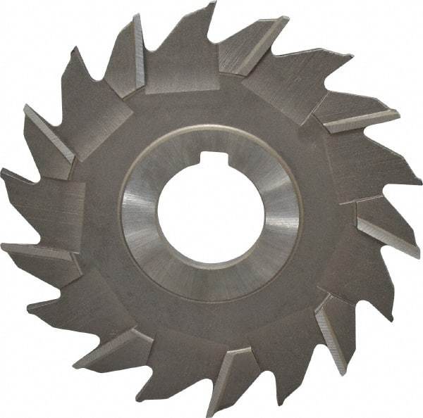 Made in USA - 4" Diam x 3/16" Width of Cut, 18 Teeth, High Speed Steel Side Milling Cutter - Staggered Teeth, Uncoated - Benchmark Tooling