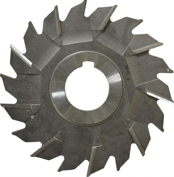 Made in USA - 4" Diam x 1/4" Width of Cut, 18 Teeth, High Speed Steel Side Milling Cutter - Staggered Teeth, Uncoated - Benchmark Tooling