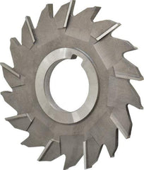 Made in USA - 4" Diam x 1/4" Width of Cut, 18 Teeth, High Speed Steel Side Milling Cutter - Staggered Teeth, Uncoated - Benchmark Tooling