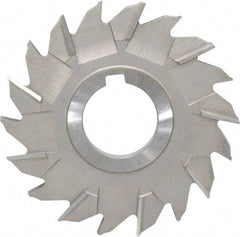 Made in USA - 4" Diam x 9/32" Width of Cut, 18 Teeth, High Speed Steel Side Milling Cutter - Staggered Teeth, Uncoated - Benchmark Tooling